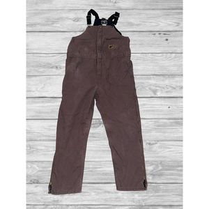 Berne Youth Canvas Insulated Bib Hunting Outdoor Overalls Size XL Brown Bark